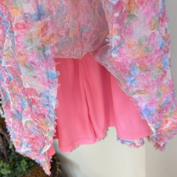 Brand New JODIFL Pink Rainbow Pastel Textured Floral Dress Babydoll Lined - Picture 12 of 15